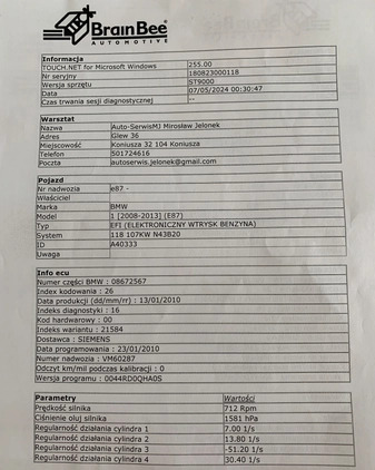 BMW Seria 1 cena 12300 przebieg: 165000, rok produkcji 2010 z Niepołomice małe 466